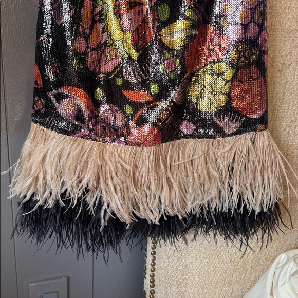 La Double J floral Sequin Dress with Feather Hem - Picture 7 of 8